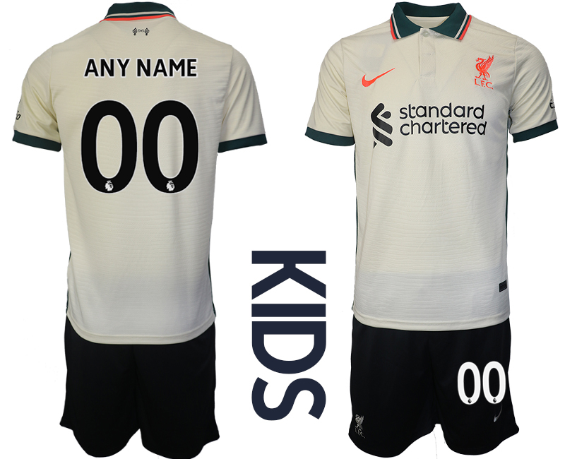 Youth 2021-2022 Club Liverpool away cream customized Soccer Jersey->youth soccer jersey->Youth Jersey
